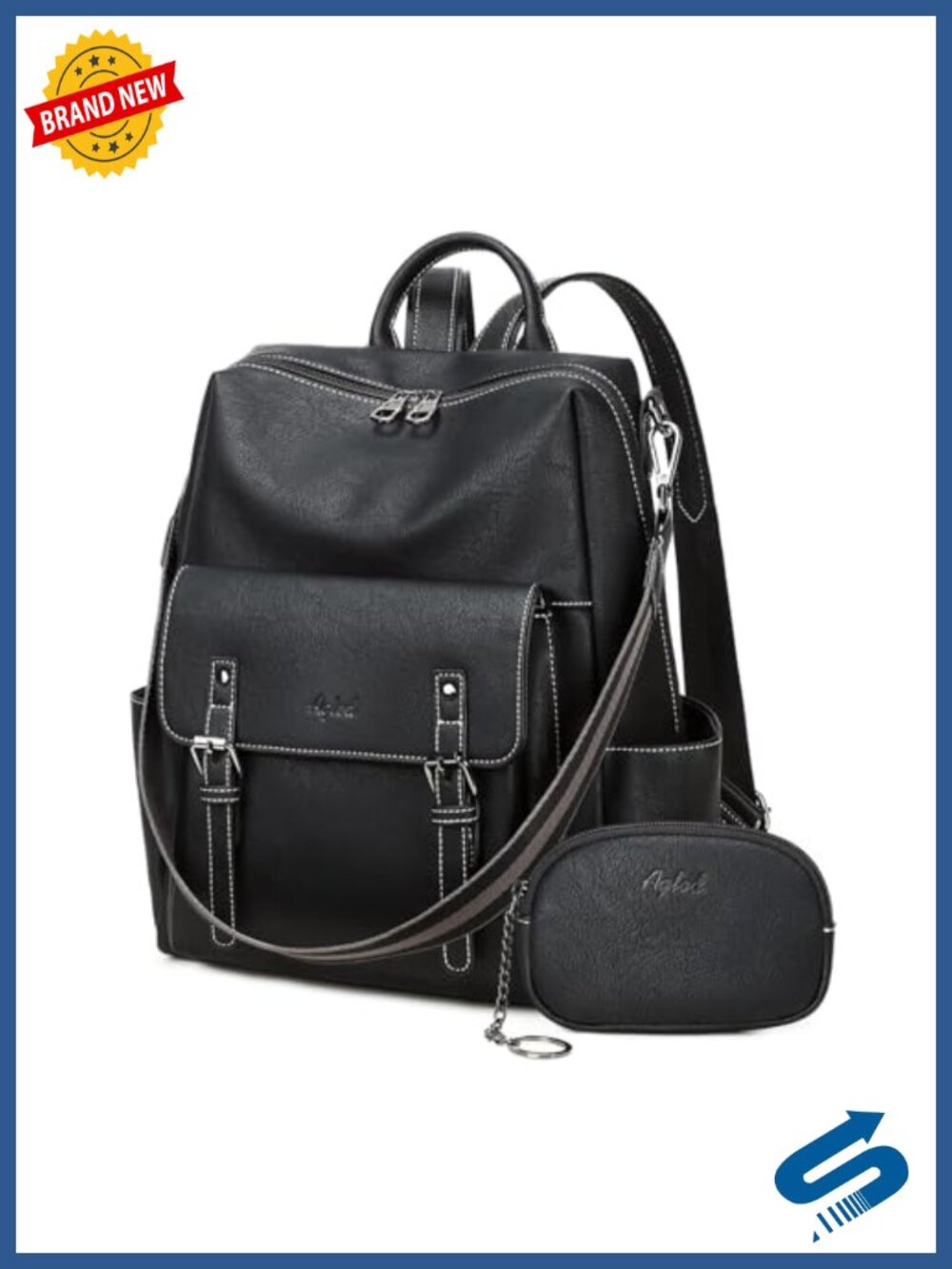 Women's Faux Leather Backpack Purse Large Capacity Convertible Handbag
